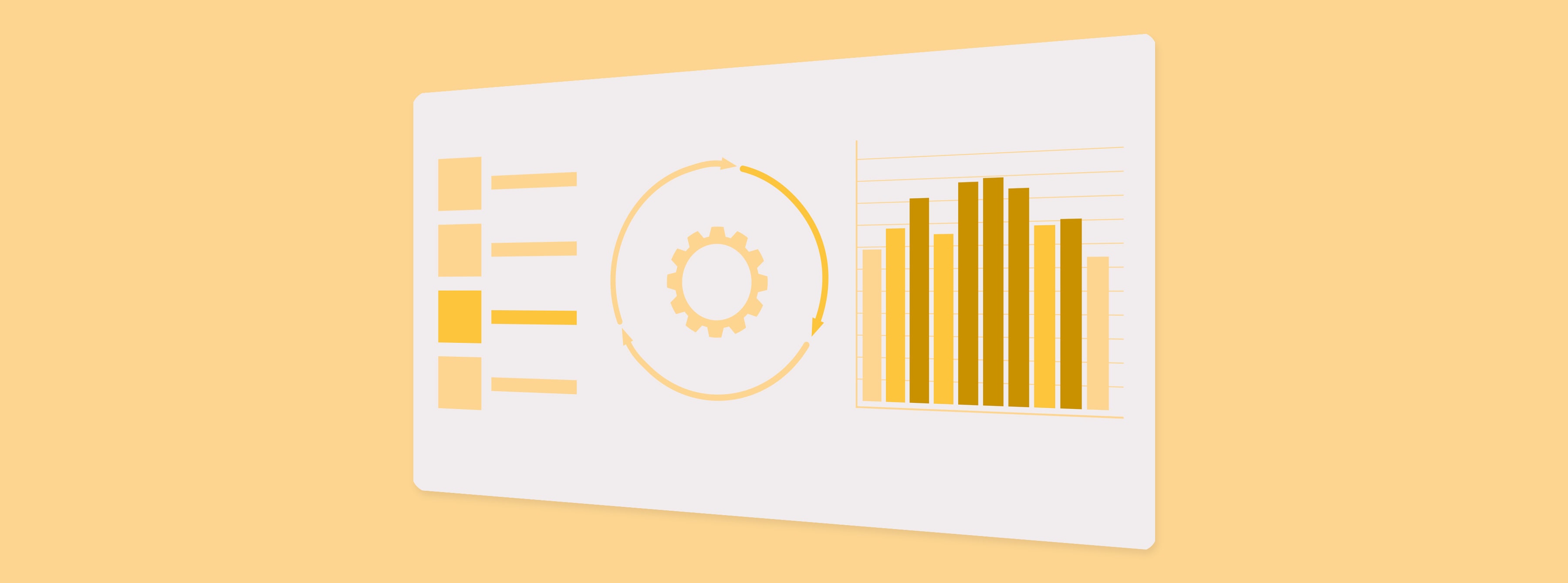 Gelber Headerbanner mit Screen, der statistische Daten zeigt